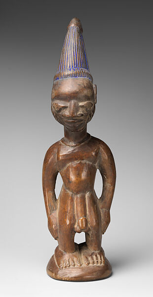 Twin Figure: Male (Ibeji), Obembe Alaiye (Nigerian, Ekiti region), Wood, blueing, nails 