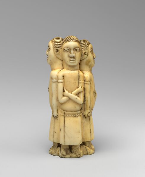 Figurine: Three Males, Ivory, Kongo peoples 