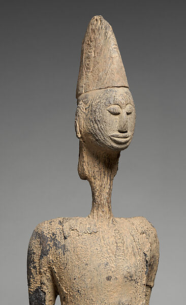 Jomogoni male figure, Bamana numu (blacksmith), Wood, mud, Bamana peoples