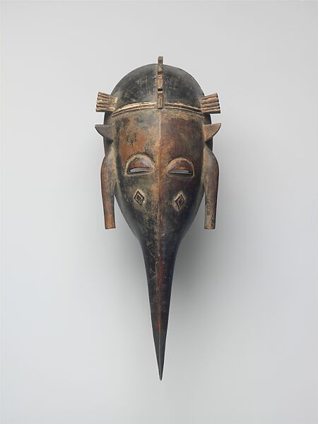 Face Mask (Kpeliye'e), Wood, pigment, cord, dye, Senufo peoples 