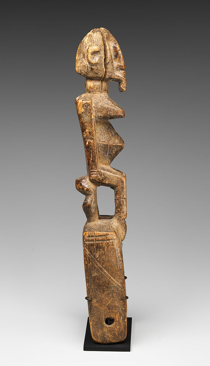Heddle Pulley: Female Figure, Dogon blacksmith, Wood, Dogon peoples