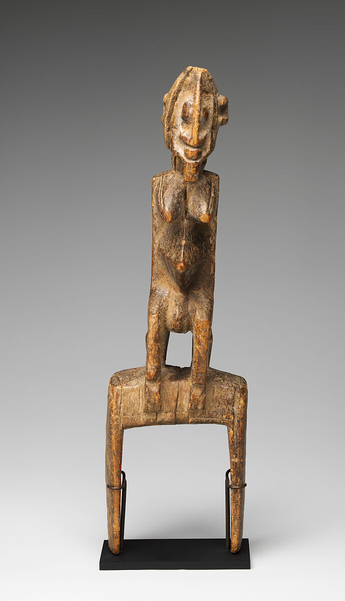 Heddle Pulley: Female Figure, Dogon blacksmith, Wood, Dogon peoples