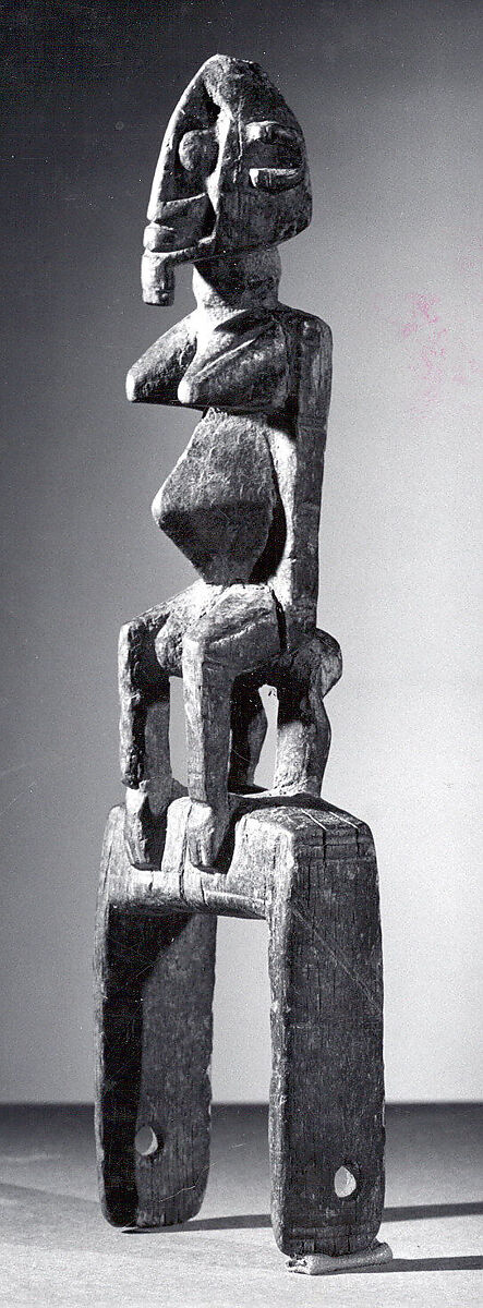 Heddle Pulley: Female Figure, Dogon blacksmith, Wood, Dogon peoples