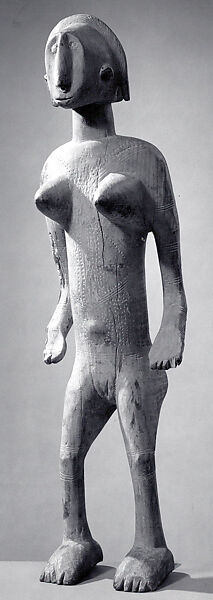 Figure: Female, Wood, stone (?), metal, Bamana peoples 