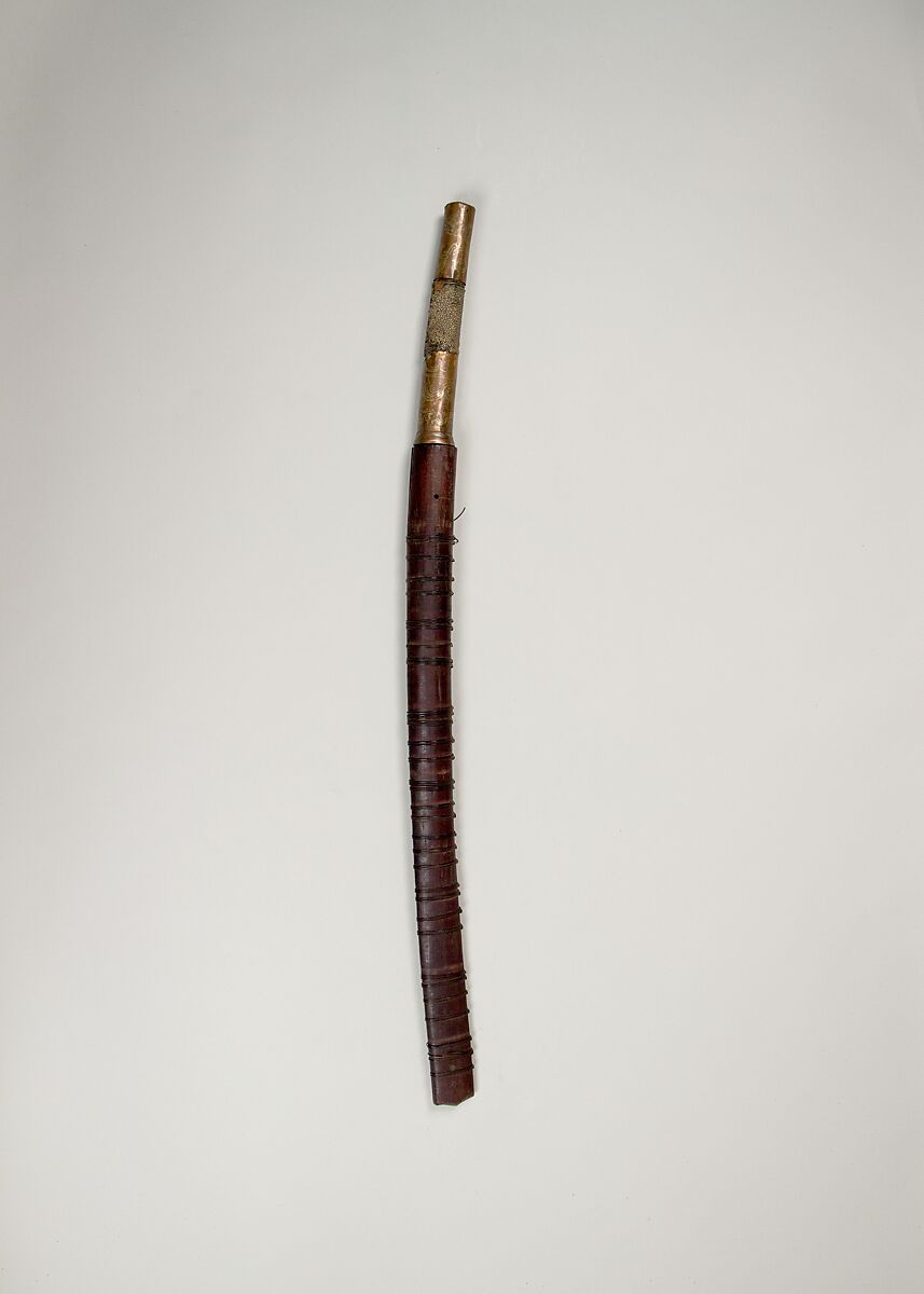 Sword (Dha) with Scabbard, Silver, copper, shark skin, brass, wood, Burmese