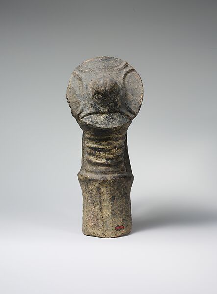 Hornblower attendant figure, Anyi-Akan artist, Terracotta, applied coating, Akan peoples, Anyi group