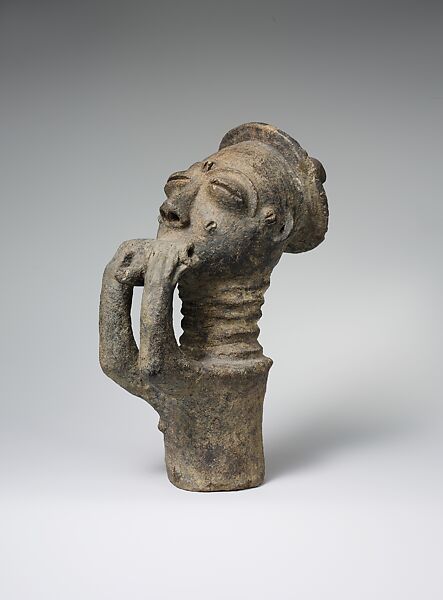 Memorial Figure of a Hornblower (Mma), Terracotta, Akan peoples, Anyi group 