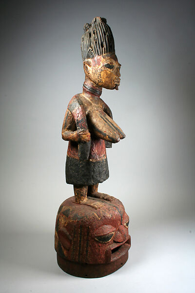 Helmet Mask: Female Figure (Epa or Elefon), Fakeye family, Wood, pigment, Yoruba peoples 