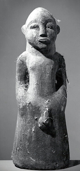 Half Figure: Male, Terracotta, feathers, sacrificial materials, Lobi 