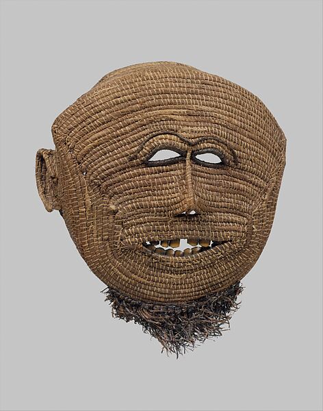 Mask, Raffia palm fiber, wood, bamboo, Luba peoples