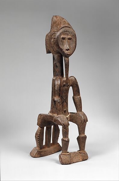 Seated Male Figure, Wood, beads, Baule peoples 