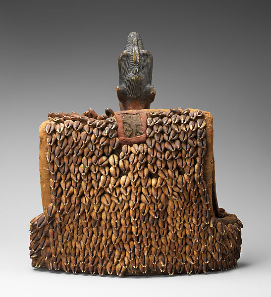 Twin Figure: Male with Garment (Ewu ileke Ibeji), Yoruba artist, Wood, cowrie shells, cloth, glass beads, pigment, iron, tukula powder, Yoruba peoples