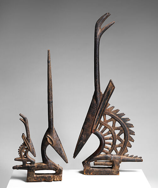 Ci wara headdress, Bamana numu (blacksmith), Wood, metal, fiber, Bamana peoples