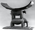 Prestige stool with elephant and leopard, Akan artist, Wood, Akan peoples