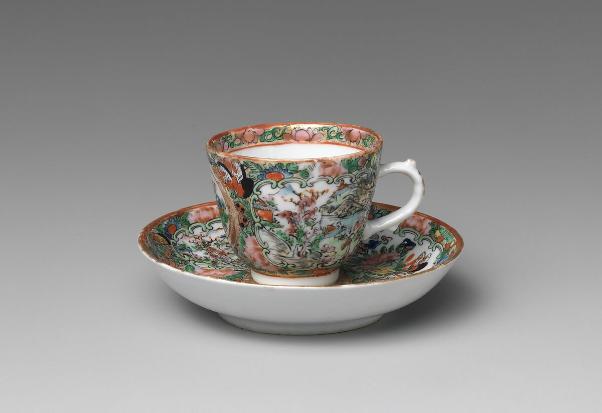 Demitasse Cup and Saucer, Porcelain, Chinese, for American market 