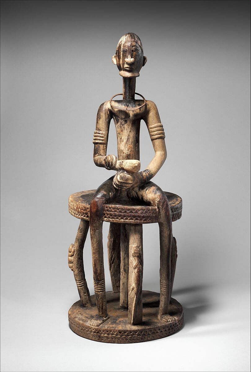 Figure: Seated Male on Stool, Wood, iron, Dogon peoples 