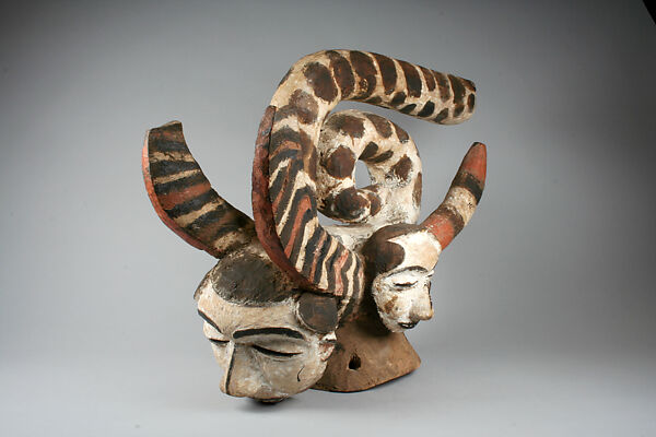 Headdress: Snakes and Heads (Idire), Oba of Otobi (ca. 1900–ca. 1970, Lower Benue River region, Nigeria), Wood, pigment, Okpoto-Idoma peoples