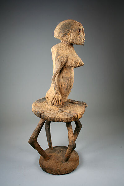 Figure: Female Seated on Stool, Dogon blacksmith, Wood, Dogon peoples