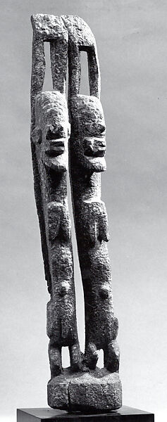 Figure: Twins, Wood, encrustation, Dogon or Tellem  peoples (?) 