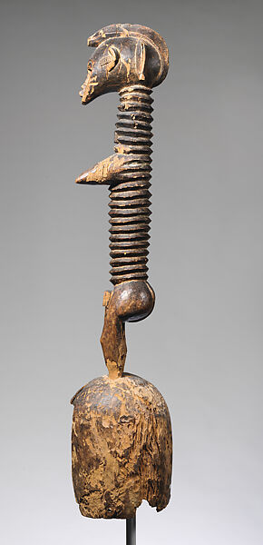 Deguele (helmet mask) with female figure, Senufo artist, Wood, Senufo peoples