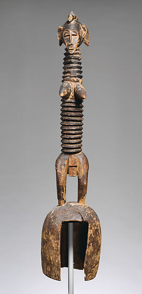 Deguele (helmet mask) with female figure, Senufo artist, Wood, Senufo peoples