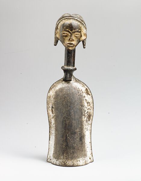 Bell: Female Finial, Wood, metal, pigment, Tsogho peoples 