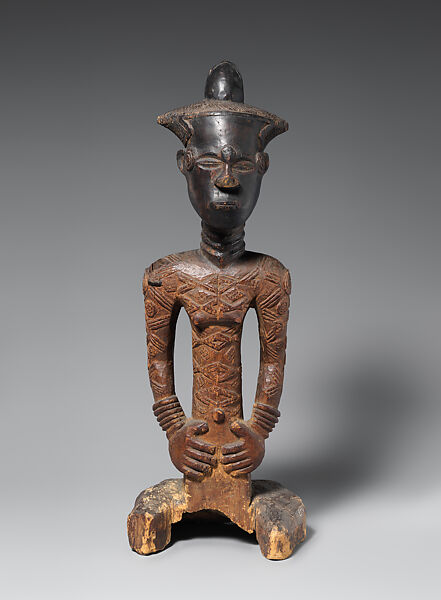 Seated Figure: Male, Wood, metal staple, Dengese peoples 
