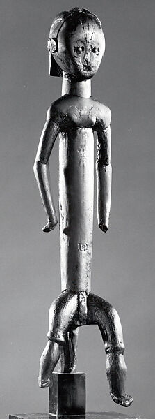 Figure from a Reliquary Element: Seated Male (Nlo Bieri), Wood, metal, Fang peoples 