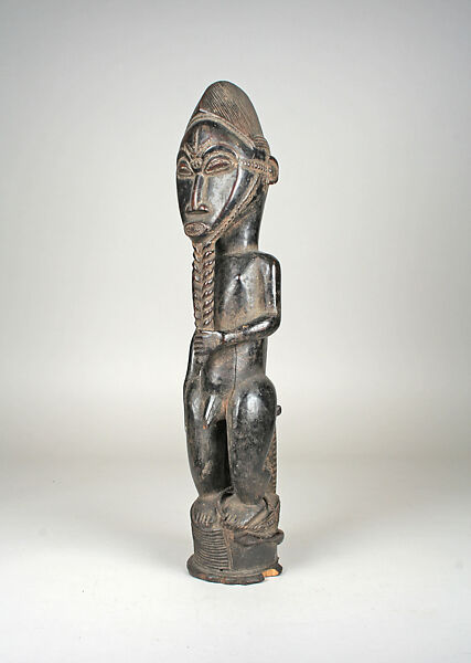 Male Figure, Wood, metal ring, Baule peoples 