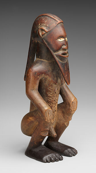Seated ancestor figure, Bembe-Kongo artist, Wood, ivory, Kongo peoples, Bembe group