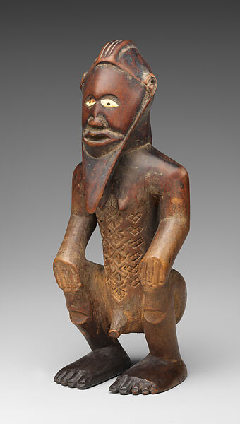 Seated ancestor figure, Bembe-Kongo artist, Wood, ivory, Kongo peoples, Bembe group