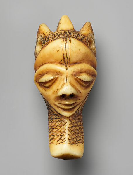 Pendant: Mask (Gikhokho), Ivory, Pende peoples 