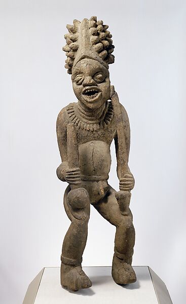 Lefem commemorative figure, Grassfields artist, Wood, organic matter, fiber, Bangwa