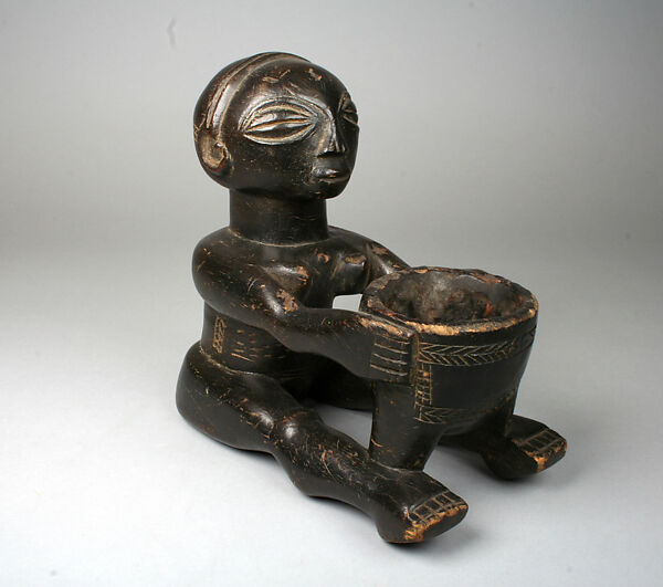 Divination Vessel: Seated Female Figure (Mboko), Wood, Luba peoples 