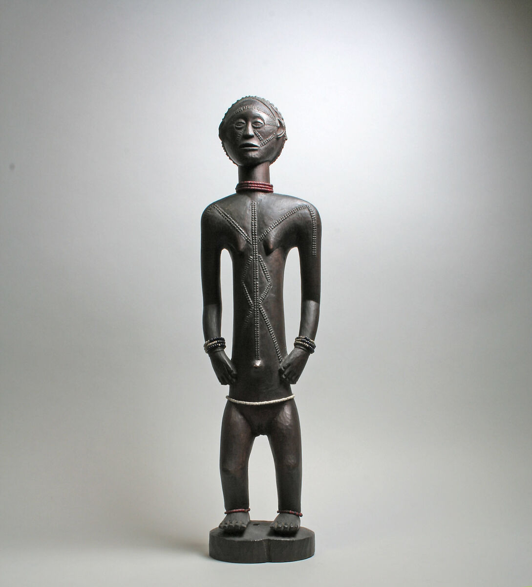 Figure: Female, Wood, beads, Tabwa peoples