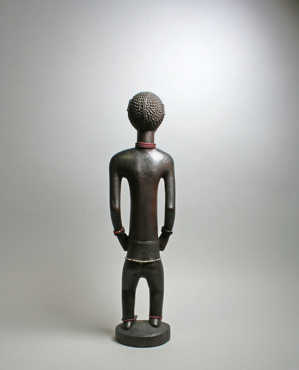 Mukisi Mupasi (ancestor figure), Tabwa artist, Wood, glass beads, cord, Tabwa peoples