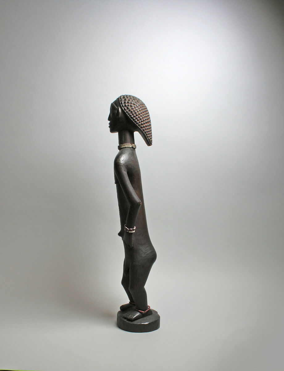 Mukisi Mupasi (ancestor figure), Tabwa artist, Wood, glass beads, cord, Tabwa peoples
