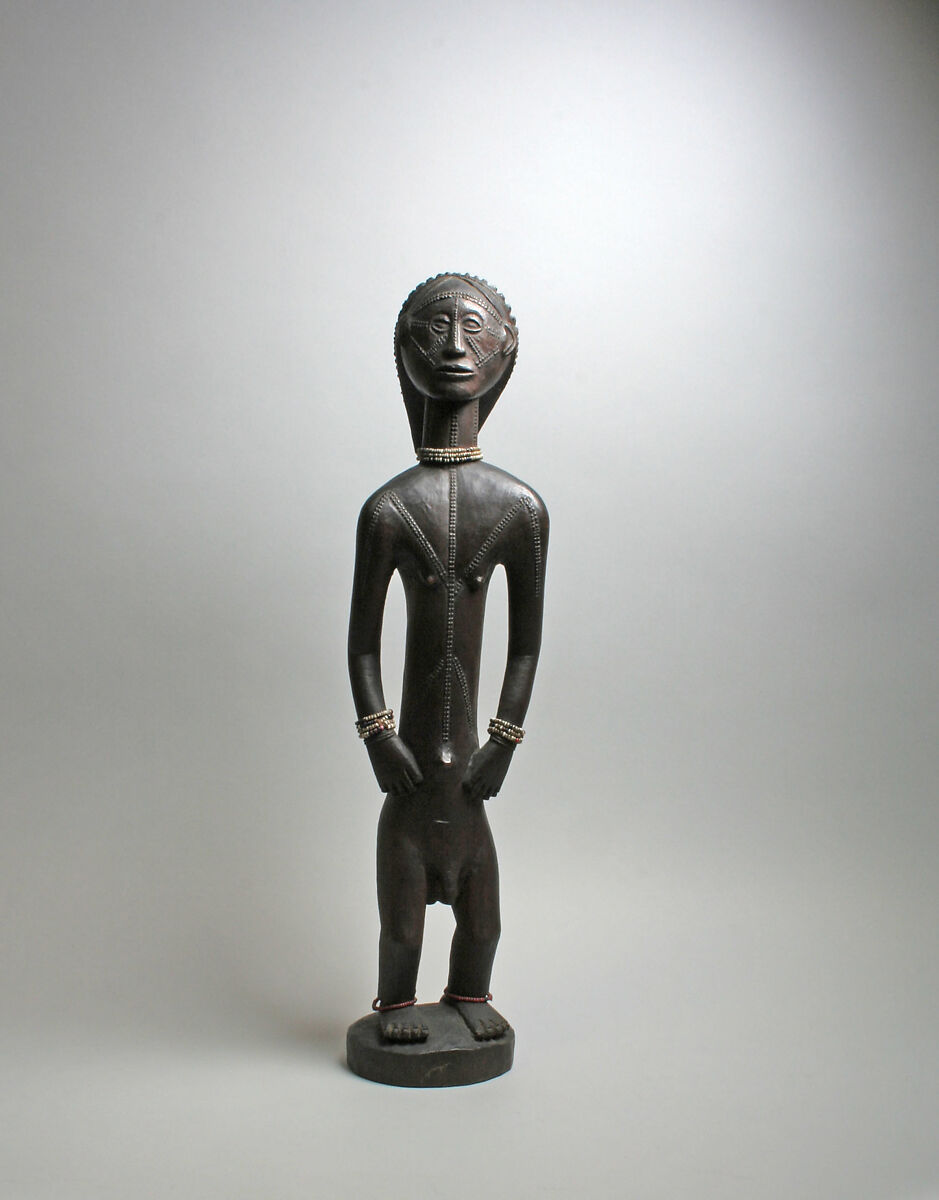 Figure: Male, Wood, beads, Tabwa peoples