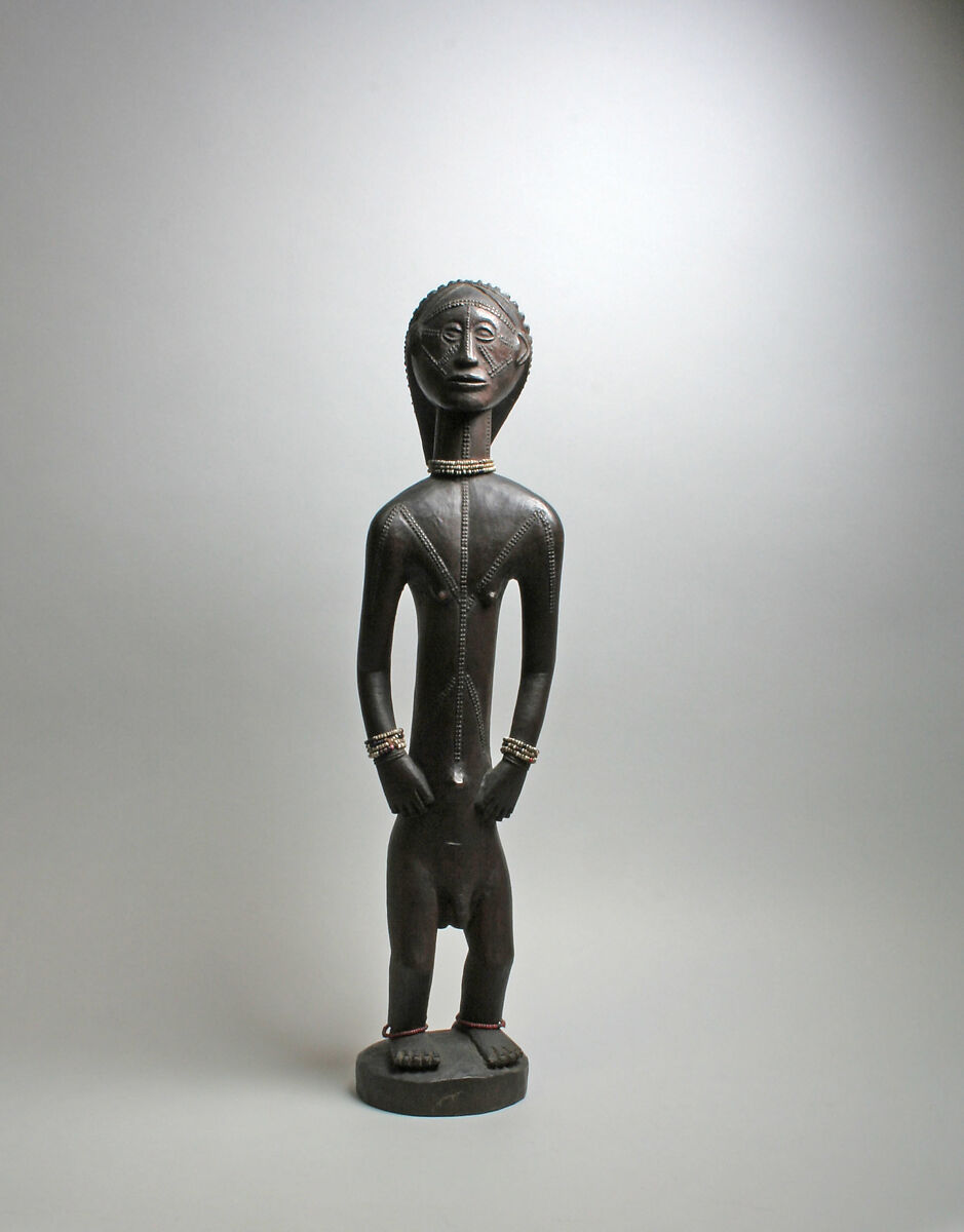 Figure: Male, Wood, beads, Tabwa peoples 