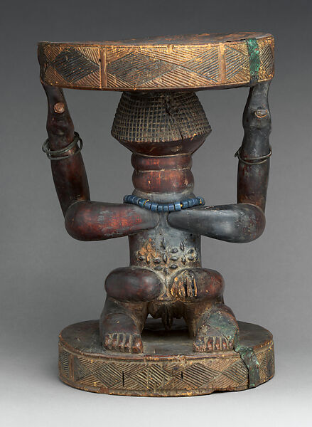 Royal seat, Songye artist, Wood, copper alloy, ivory, beads, Songye peoples