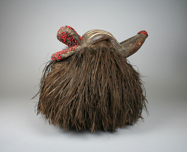 Helmet Mask, Wood, abrus seeds, fiber, Kutep peoples 