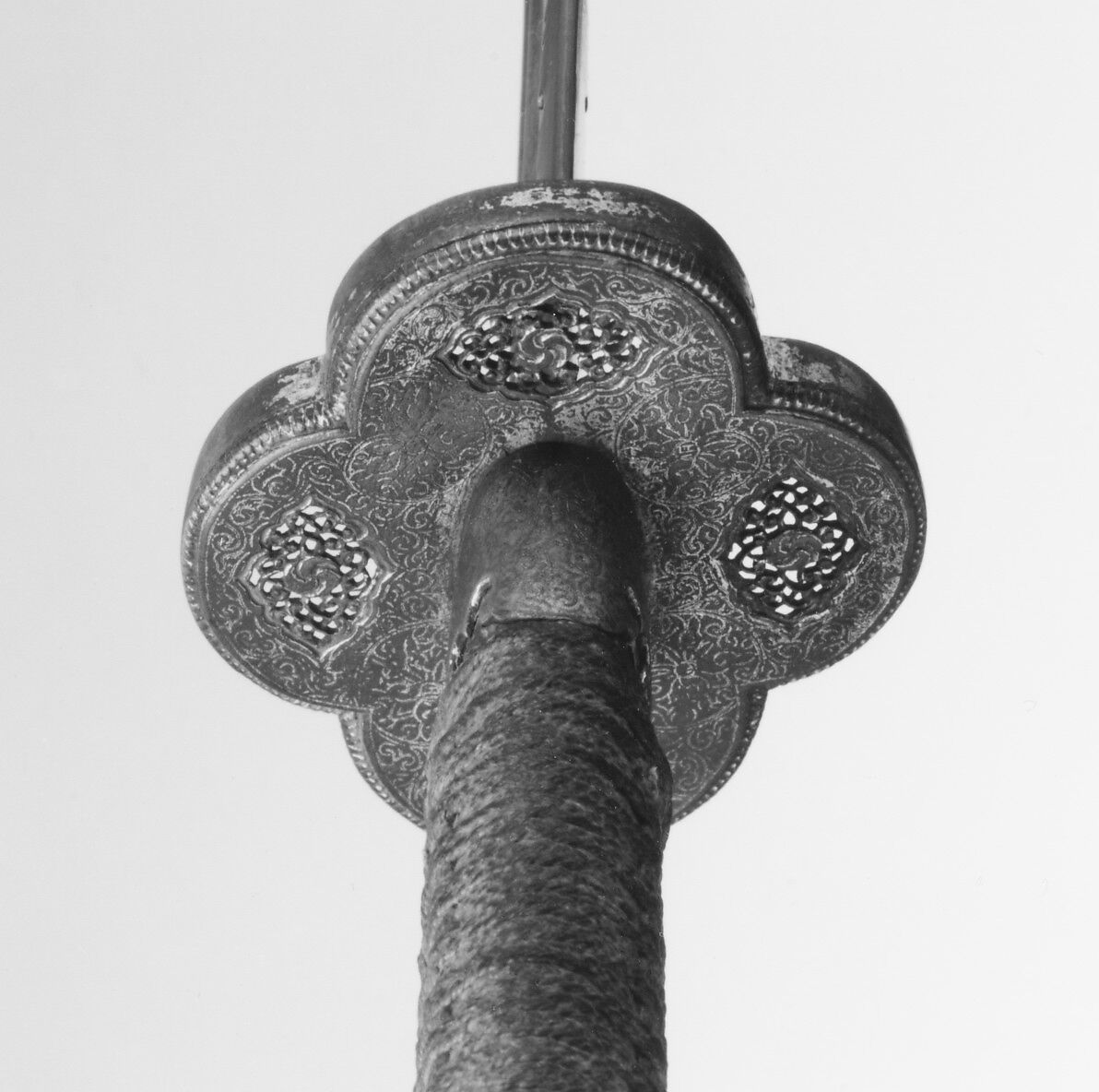 Sword with Scabbard and Belt Hook, Steel, gold, brass, shark skin, wood, textile, Chinese