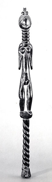 Staff: Female Figure, Wood, patina stain, Mende peoples 