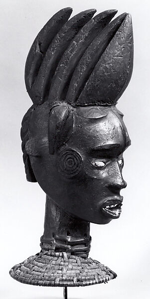 Headdress, Wood, leather, pigment, kaolin, cane, vegetable fiber, Ejagham peoples 