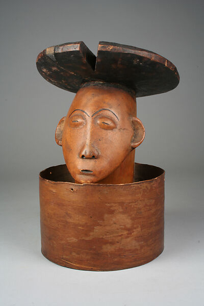 Figurative Lid, Wood, bark, vegetable fiber, Mangbetu peoples 