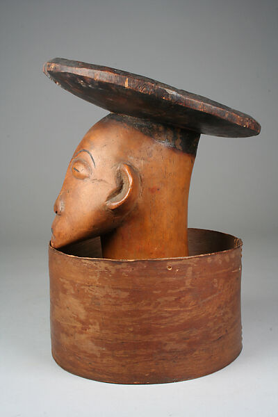 Figurative Lid, Wood, bark, vegetable fiber, Mangbetu peoples