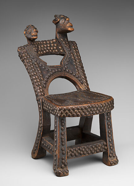 Ceremonial Seat (Ngundja), Wood, brass tacks, Chokwe peoples 