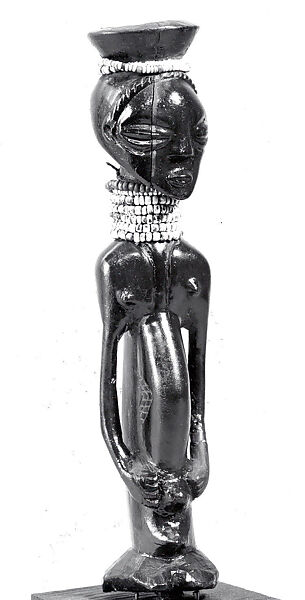 Half Figure: Male, Wood, beads, oil patina, Kusu peoples 