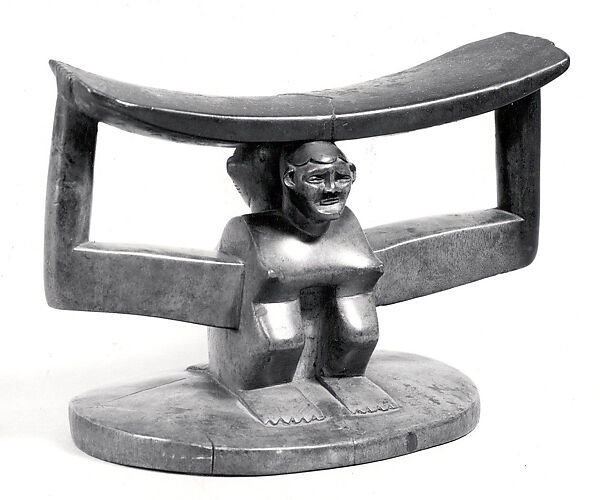 Headrest: Figure, Wood, Kuba peoples, Mbala group
