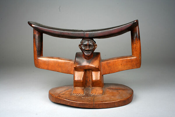 Headrest: Figure, Wood, Kuba peoples, Mbala group